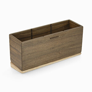 Meru - Üç Bölümlü Eğimli Kalemlik - 80mm X 240mm X 110mm - Woodsaka