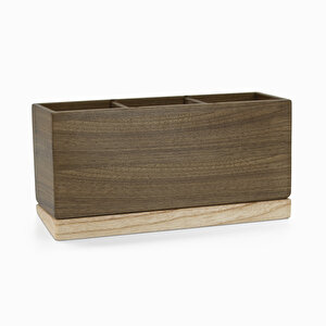 Meru - Üç Bölümlü Eğimli Kalemlik - 80mm X 240mm X 110mm - Woodsaka
