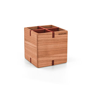 Kiraz & Paduk Kalemlik - Küçük - 88mm X 88mm X 90mm - Woodsaka