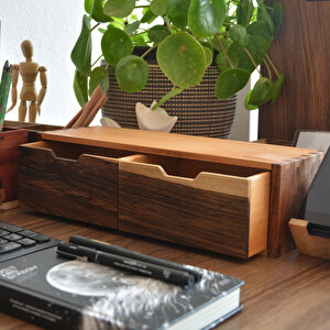 İki Çekmeceli Mini Dolap - 340mm X 120mm X 100mm - Woodsaka