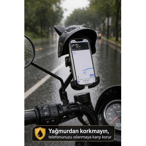 Torima Telefon Tutucu Kedili Motorsiklet Bisiklet Oto Aksesuarları Jx047 Siyah