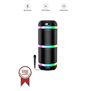 Torima Cs-6600 Siyah Kablosuz Rgb Işıklı Taşınabilir Şarjlı Mikrofonlu Bluetooth Hoparlör Speaker