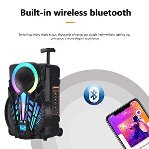 Torima Ndr-p12 Mikrofonlu Kumandalı Rgb Ledli Taşınabilir Tekerlekli Bluetooth Hoparlör