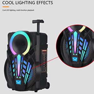 Torima Ndr-p12 Mikrofonlu Kumandalı Rgb Ledli Taşınabilir Tekerlekli Bluetooth Hoparlör