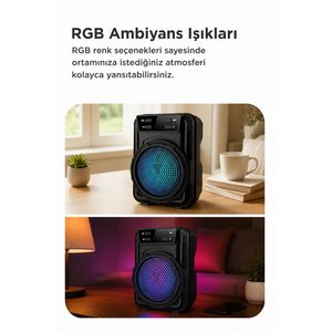 Torima Bluetooth Hoparlör Rgb Ledli Usb Tf Fm Radyo Hoparlör Gts-1346 Siyah