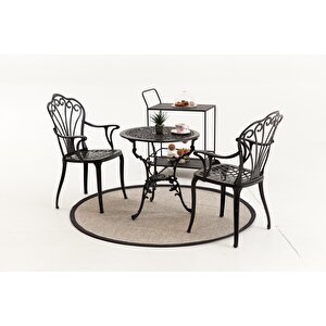 Black Döküm Bahçe Balkon  Bistro Set