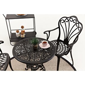Black Döküm Bahçe Balkon  Bistro Set