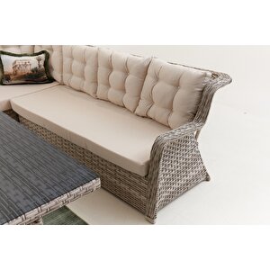 Vivaldi Rattan Bahçe Balkon  Köşe Takımı Krem