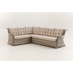 Vivaldi Rattan Bahçe Balkon  Köşe Takımı Krem