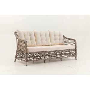 Calista Rattan Bahçe Balkon Oturma Grubu - Krem