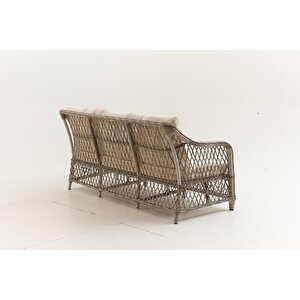 Calista Rattan Bahçe Balkon Oturma Grubu - Krem