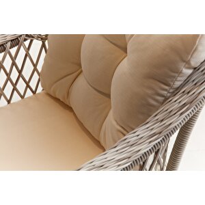 Calista Rattan Bahçe Balkon Oturma Grubu - Krem