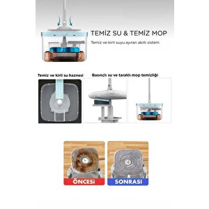 Torima Tmp-02 Temiz Kirli Suyu Ayıran Otomatik Temizlik Seti 3 + Extra Mop Bezli Paspas