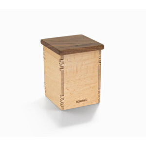 Mutfak İçin Saklama Kutusu 1 - Gürgen Ve Ceviz Ağacından- 78mm X78mm X 115mm - Woodsaka