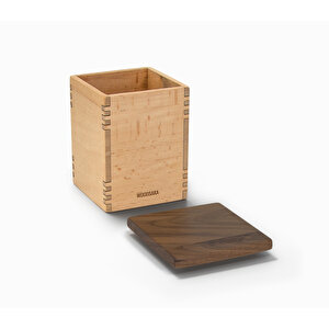 Mutfak İçin Saklama Kutusu 1 - Gürgen Ve Ceviz Ağacından- 78mm X78mm X 115mm - Woodsaka