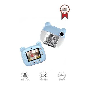 Dijital Fotoğraf Makinesi Çocuk Termal Resim Kağıt Baskılı Yazıcı Kamera Makinesi Cmr14 Mavi
