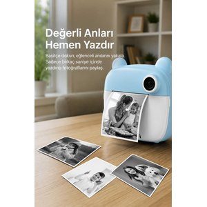 Torima Dijital Fotoğraf Makinesi Çocuk Termal Resim Kağıt Baskılı Yazıcı Kamera Makinesi Cmr14 Mavi