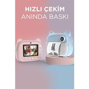 Dijital Fotoğraf Makinesi Çocuk Termal Resim Kağıt Baskılı Yazıcı Kamera Makinesi Cmr14 Mavi