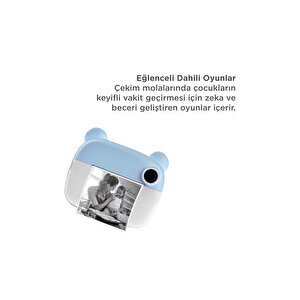 Dijital Fotoğraf Makinesi Çocuk Termal Resim Kağıt Baskılı Yazıcı Kamera Makinesi Cmr14 Mavi