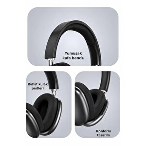 Torima Bluetooth Kulaklık Sd Kart Aux Destekli Kulak Üstü Kablosuz Kulaklık P9s Siyah