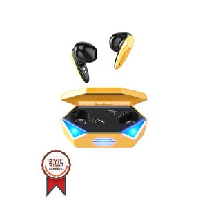Oyuncu Kulaklığı Kablosuz Kulakiçi Rgb Işıklı Çift Mikrofonlu 3 Modlu Bluetooth 5.2 Tg-g20 Sarı