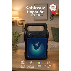 Torima Bluetooth Hoparlör Güneş Enerjili Fenerli Taşınabilir Hoparlör Kts-1706 Siyah