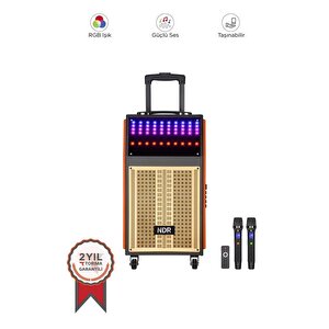 Torima Ndr-108r Turuncu Kablosuz Mikrofonlu Uzaktan Kumandalı Rgb Işıklı Bluetooth Hoparlör