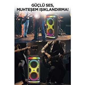 Torima Bts-1993 Siyah Rgb Ledli Mikrofonlu Kumandalı Bluetooth Hoparlör Parti Speaker