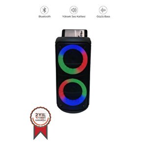 Torima Kts-1296 Siyah Telefon Tutacaklı Rgb Ledli Taşınabilir Bluetooth Hoparlör Parti Speaker