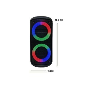 Torima Kts-1296 Siyah Telefon Tutacaklı Rgb Ledli Taşınabilir Bluetooth Hoparlör Parti Speaker