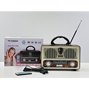 Torima M-111bt Işıklı Kumandalı Nostaljik Radyolu Bluetooth Hoparlör Beyaz