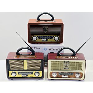 Torima M-111bt Işıklı Kumandalı Nostaljik Radyolu Bluetooth Hoparlör Beyaz