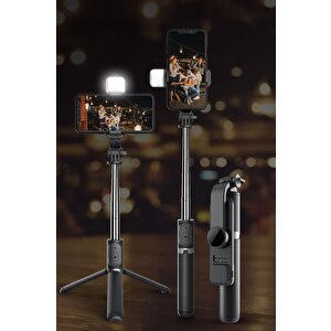 Torima Q02s Çok Amaçlı Tripod Kumandalı Işıklı Selfie Çubuğu Siyah