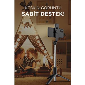 Torima Q02s Çok Amaçlı Tripod Kumandalı Işıklı Selfie Çubuğu Siyah
