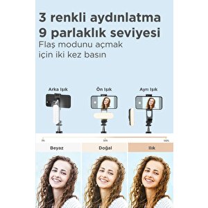 L15 Siyah Led Işıklı Selfie Çubuğu Kablosuz Tripot Selfie Monopod Selfie Stick