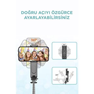L15 Siyah Led Işıklı Selfie Çubuğu Kablosuz Tripot Selfie Monopod Selfie Stick
