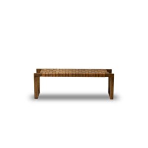 Doğal Ahşap Gerçek Deri Bench