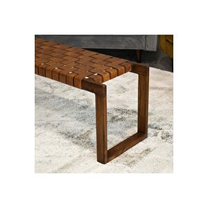Doğal Ahşap Gerçek Deri Bench