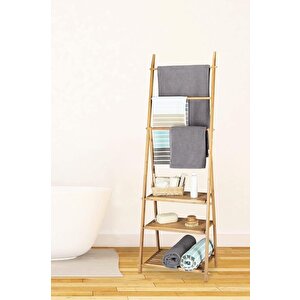 Bambu 3 Raflı Havlu Askısı Banyo Düzenleyici Havluluk Organizer Db-0006