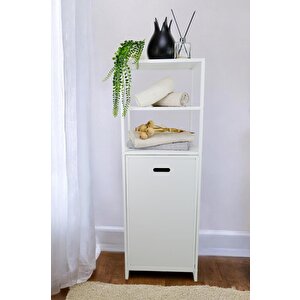 Metal Kirli Sepetli 3 Raflı Çok Amaçlı Banyo Düzenleyici Raf Organizer Beyaz/beyaz – Mrs-013 c1-1-369