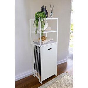 Metal Kirli Sepetli 3 Raflı Çok Amaçlı Banyo Düzenleyici Raf Organizer Beyaz/beyaz – Mrs-013 c1-1-369