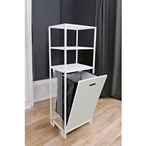 Digithome Metal Kirli Sepetli 3 Raflı Çok Amaçlı Banyo Düzenleyici Raf Organizer Beyaz/beyaz – Mrs-013 c1-1-369
