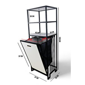 Digithome Metal Kirli Sepetli 3 Raflı Çok Amaçlı Banyo Düzenleyici Raf Organizer Siyah/beyaz – Mrs-012 c1-1-369