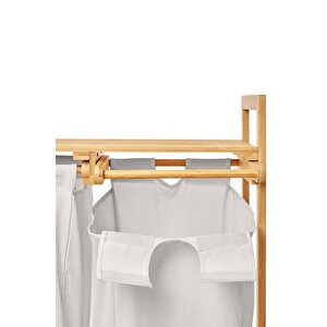 Digithome Bambu 2 Bölmeli Kirli Sepetli Çamaşır Sepeti Raflı Banyo Düzenleyici Db-0007