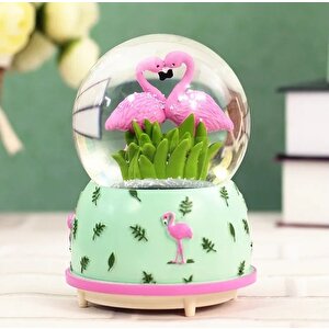 Flami̇ngo Büyük Boy Kar Küresi̇ Işıklı, Müzikli, Yeşi̇l, 16x12 Yeşil