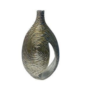 Galaksi Polyester Vazo, Gümüş, 48x24 Gümüş