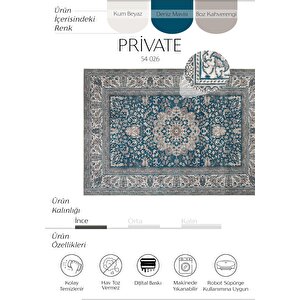Private Lacivert Eskitme Vintage Halı Yolluk Şönil Yıkanabilir Göbekli Klasik Salon Halısı 75x150 cm