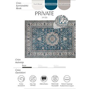 Cool Halı Private Lacivert Eskitme Vintage Halı Yolluk Şönil Yıkanabilir Göbekli Klasik Salon Halısı