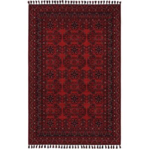 Atlas 02 Kırmızı Mutfak Halısı Yıkanabilir Halı Kaymaz Taban Afgan Halısı Salon Halısı 200x300 cm