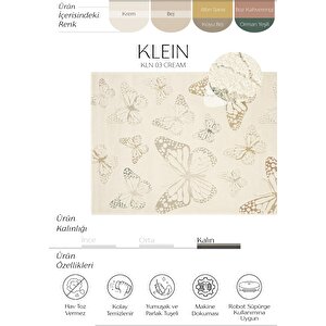 Klein 03 Krem Çocuk Halısı Yumuşak Doku Kız Çocuk Odası Halısı Kelebek Figür Bebek Halısı 120x180 cm